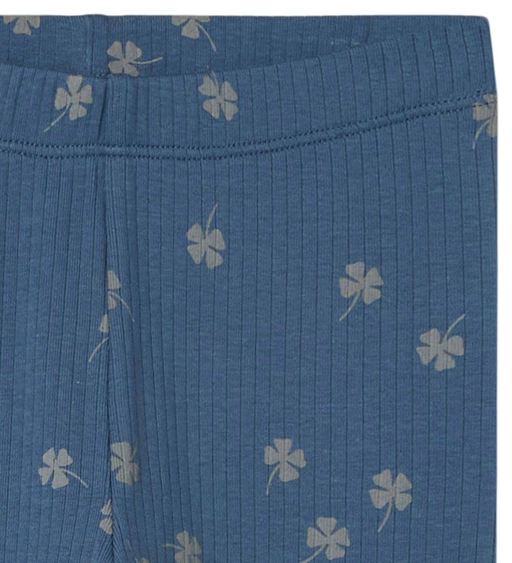 Name It Leggings - Rib - NmmNoellus - Vintage Indigo m. Kløver
