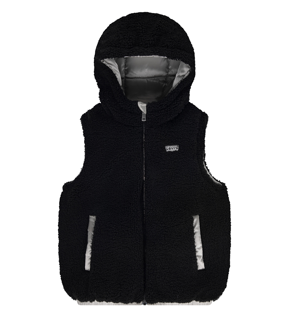 Levis Dynevest m. Fleece - Vendbar - Sølv/Sort