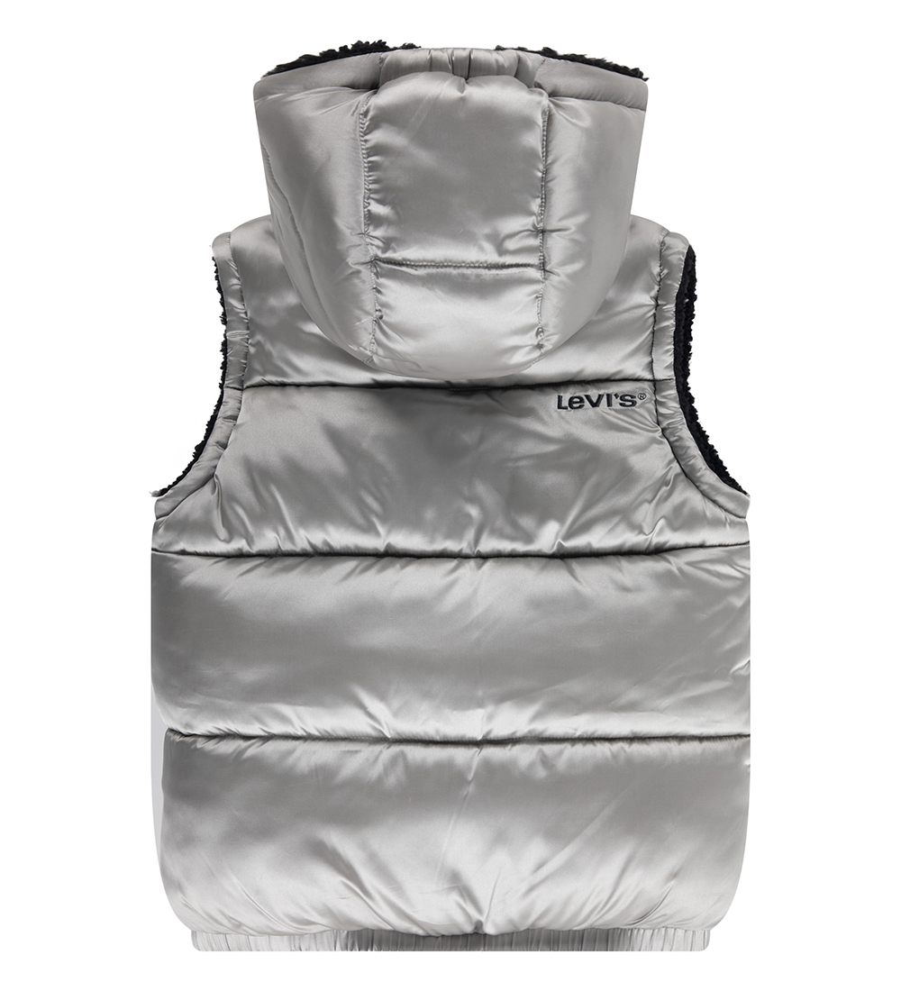 Levis Dynevest m. Fleece - Vendbar - Sølv/Sort