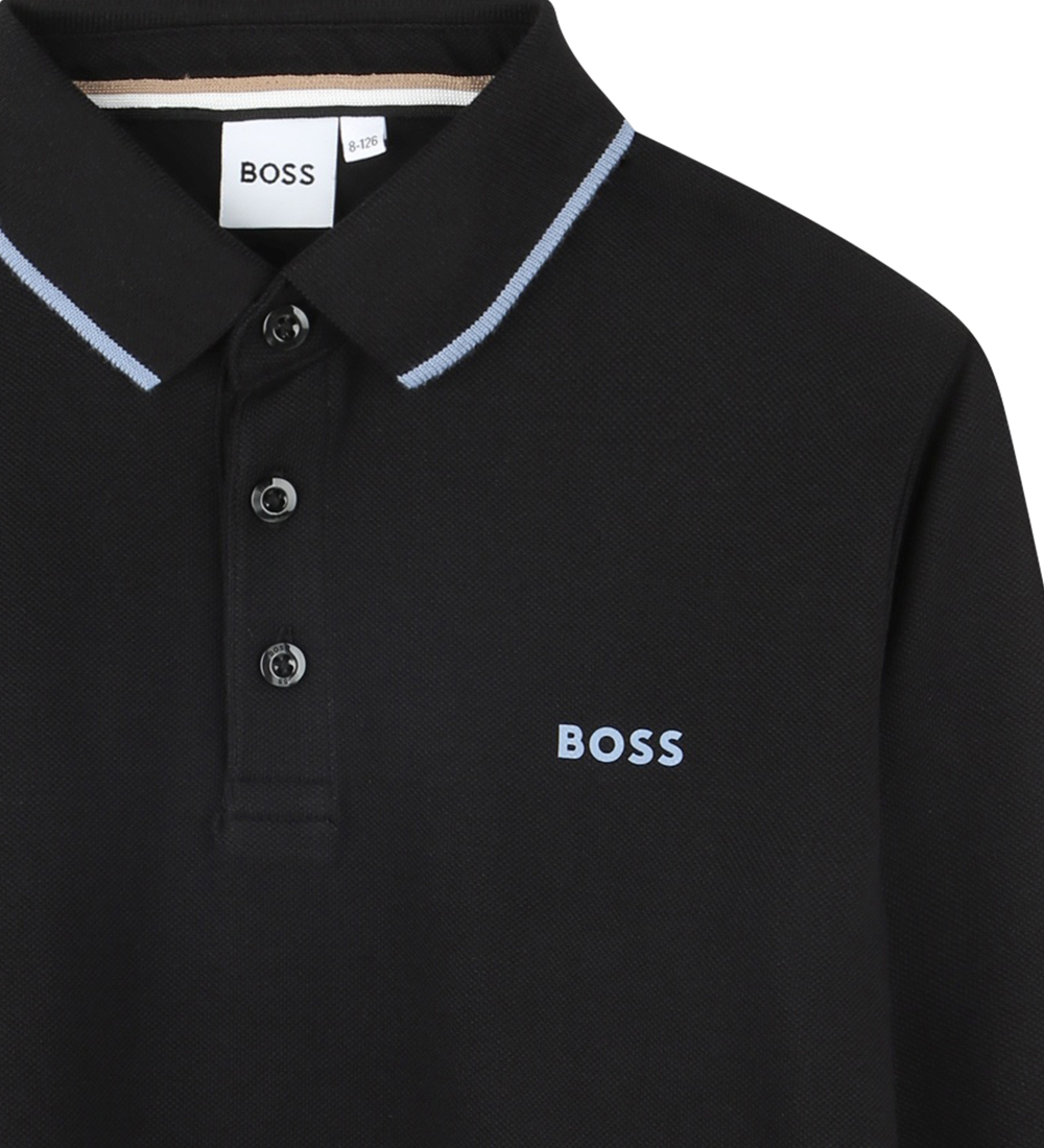 BOSS Polobluse - Sort m. Blå