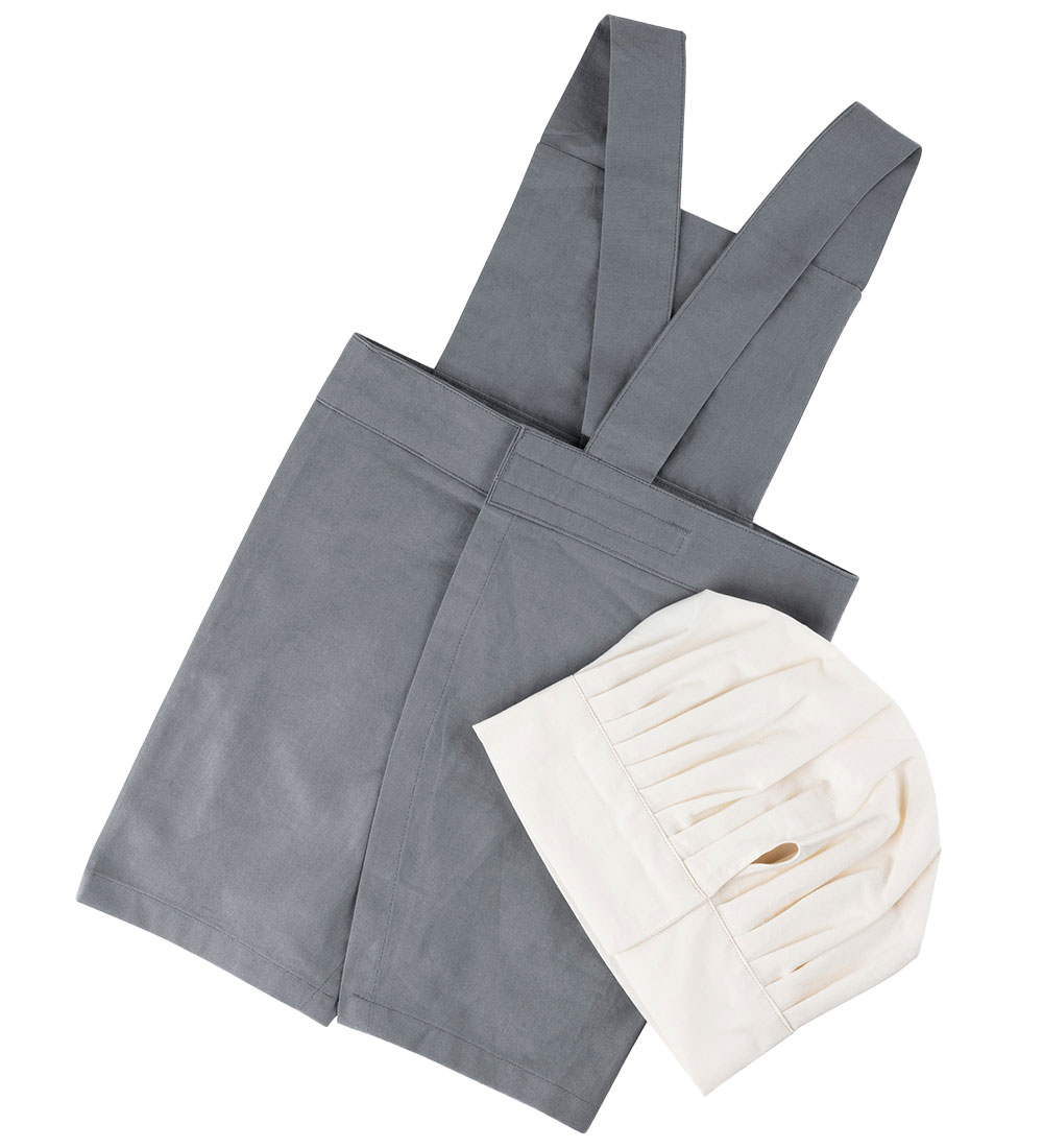 Sebra Forklæde m. Kokkehue - Elephant Grey/Classic White