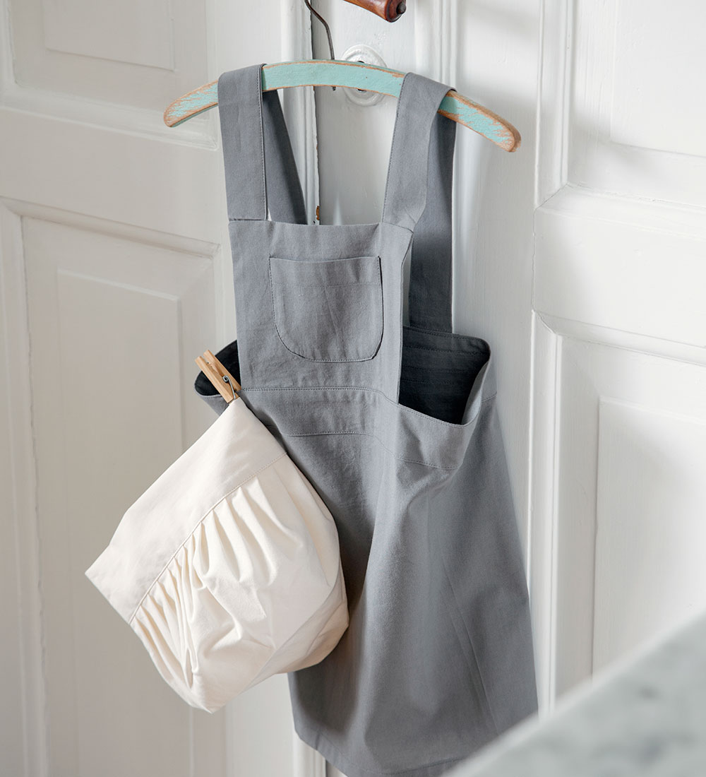 Sebra Forklæde m. Kokkehue - Elephant Grey/Classic White