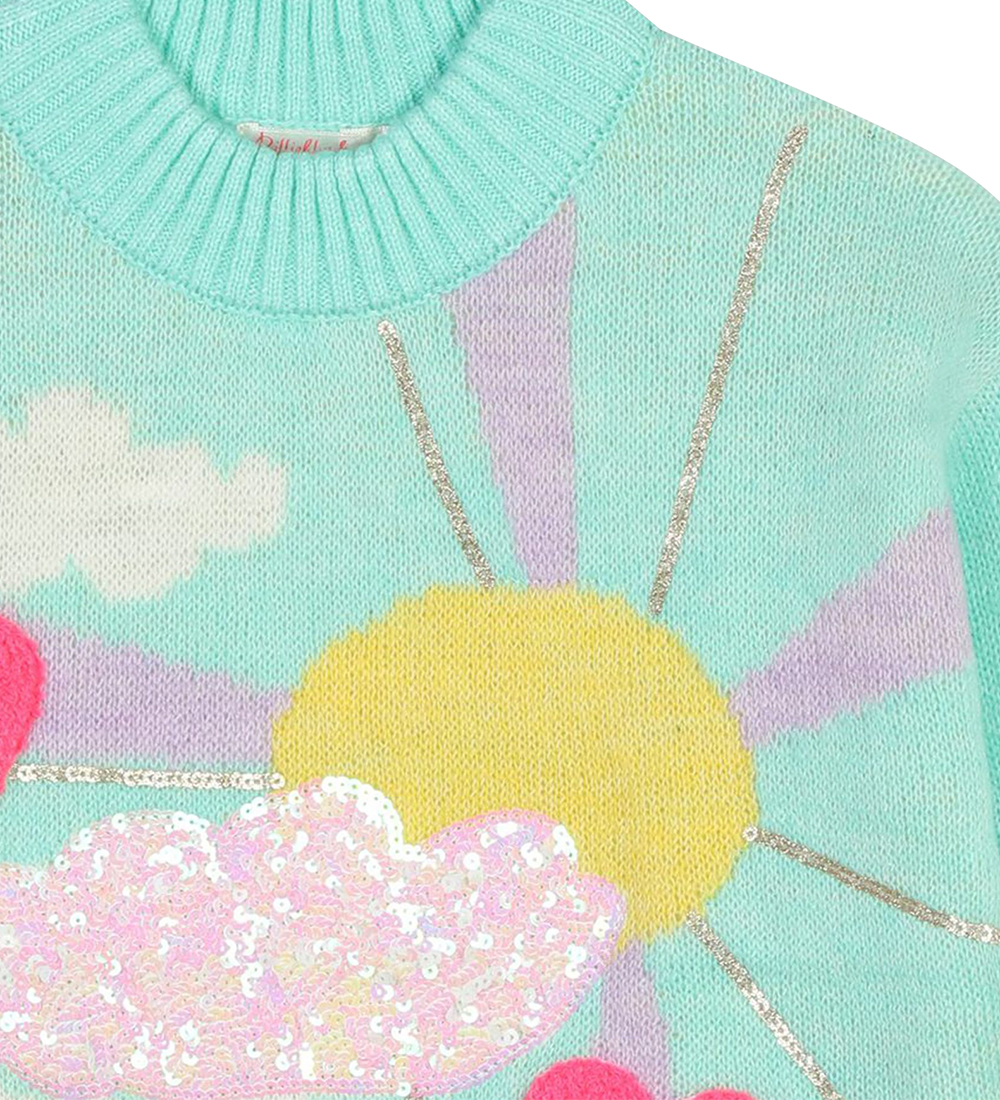 Billieblush Bluse - Strik - Mintgrøn m. Motiv