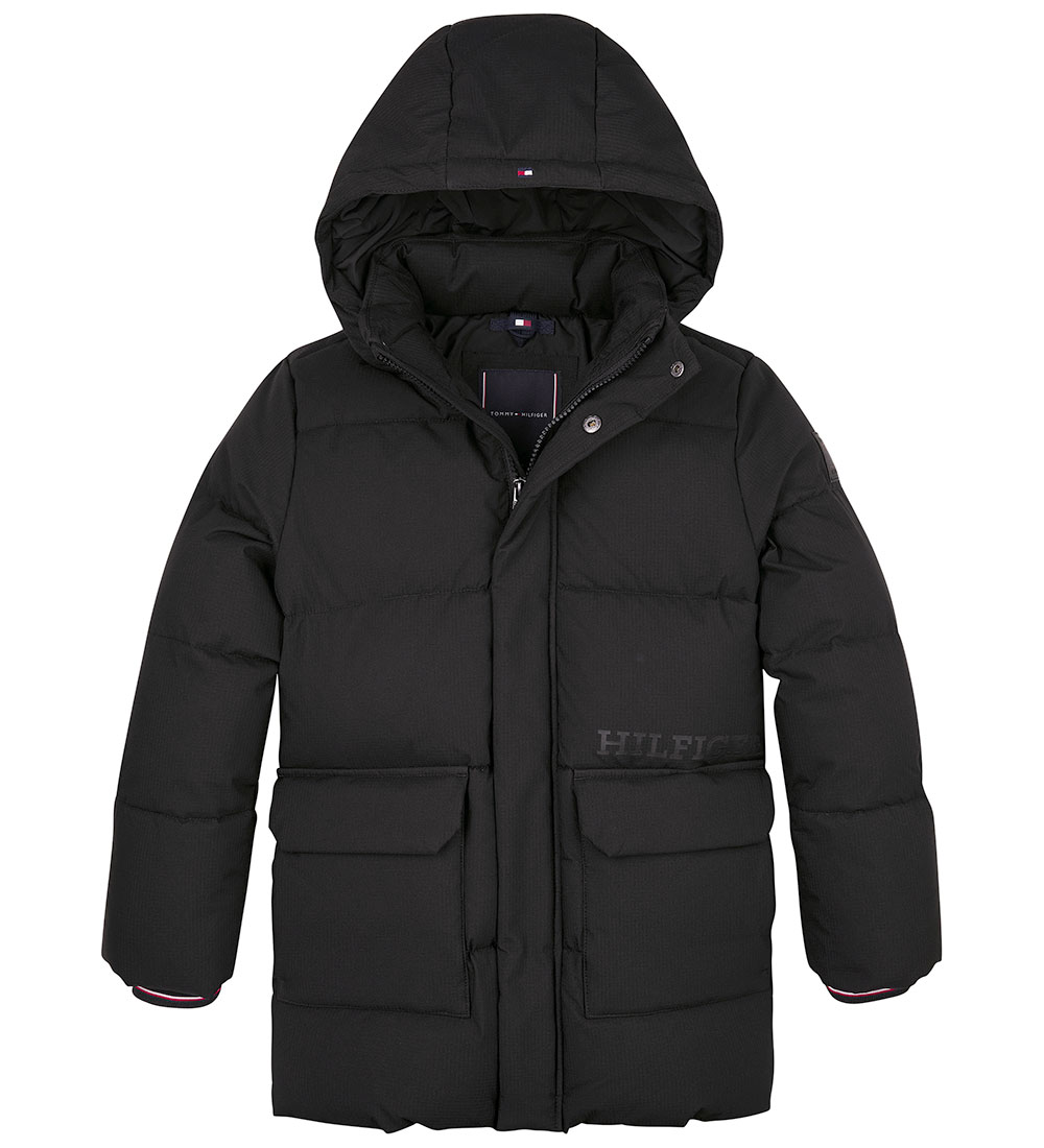 Tommy Hilfiger Dynejakke - Monotype Ribstop - Sort