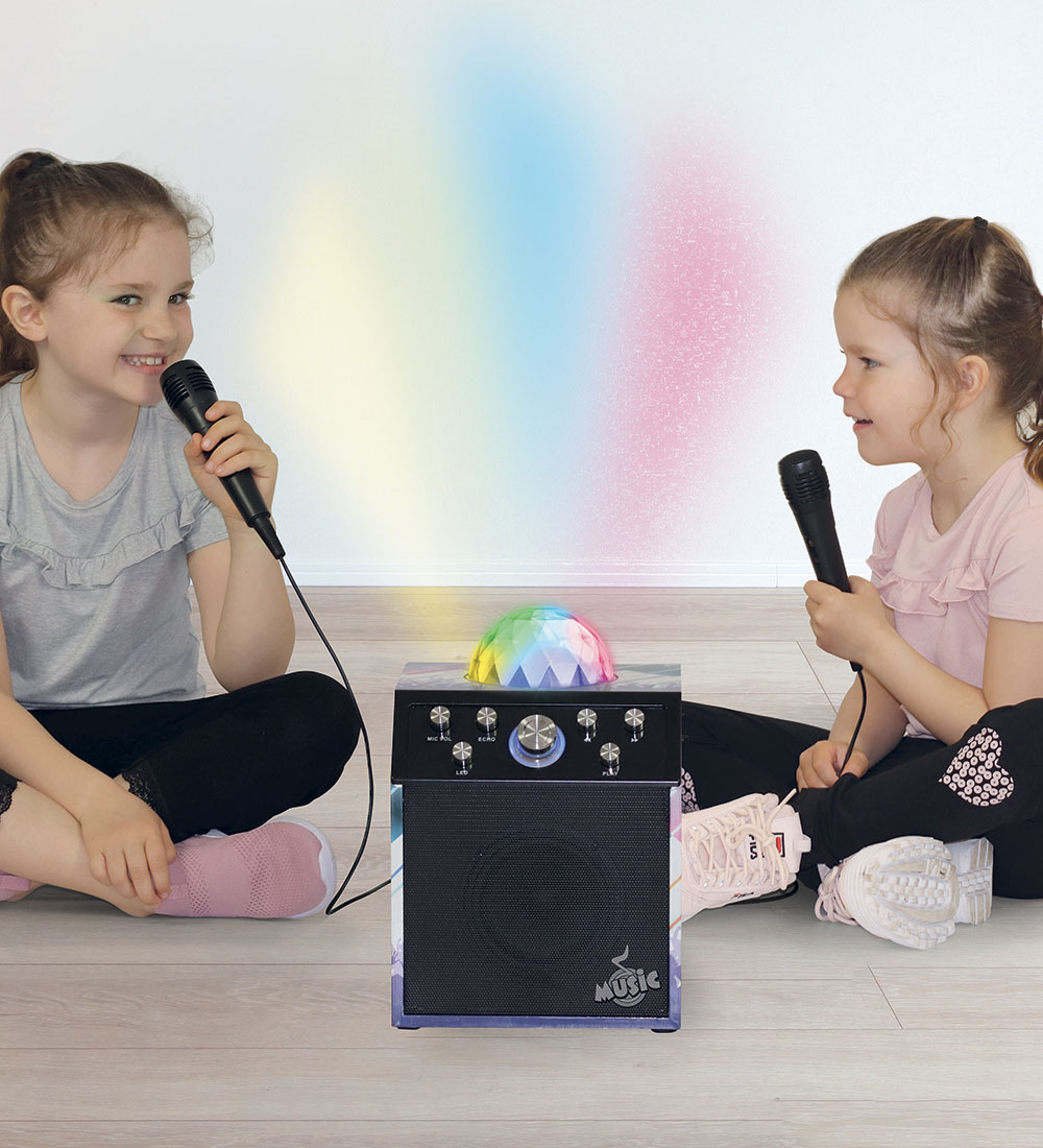 Music Karaokesæt - Disco Speaker m. Mikrofoner og Diskokugle
