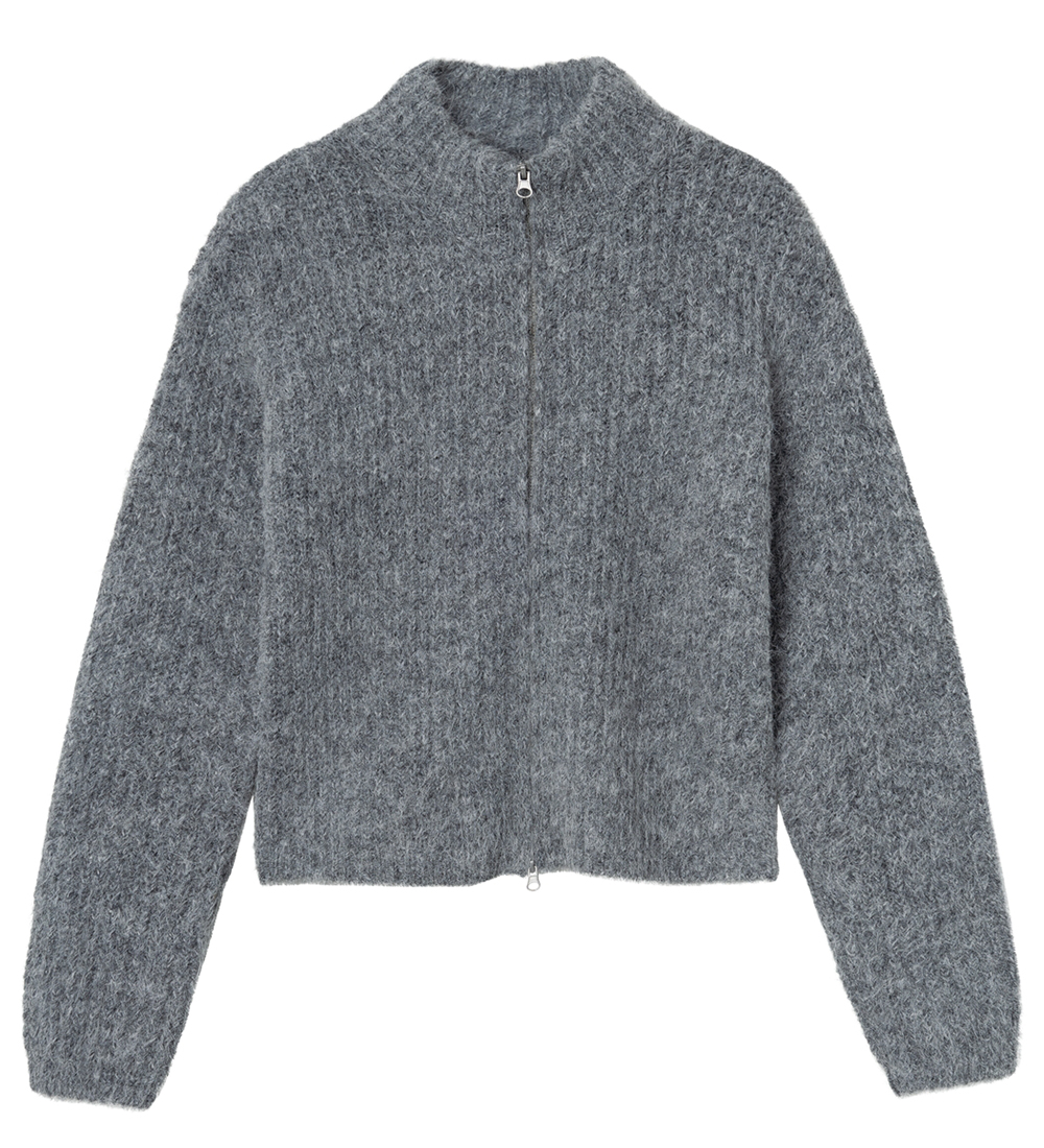LMTD Cardigan - Strik - NlfNulo - Polyester/Uld - Dark Grey Mela