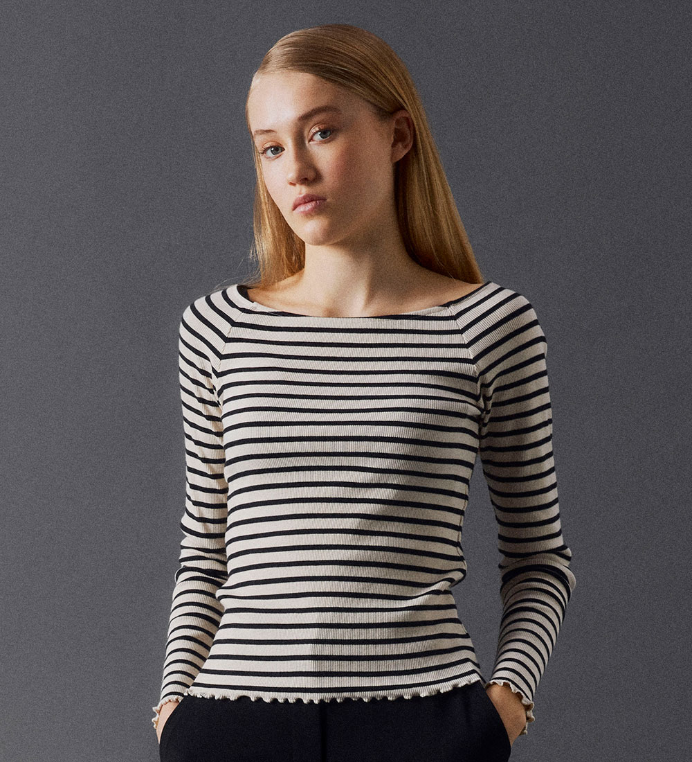 LMTD Bluse - NbfRille - White Alyssum/Black