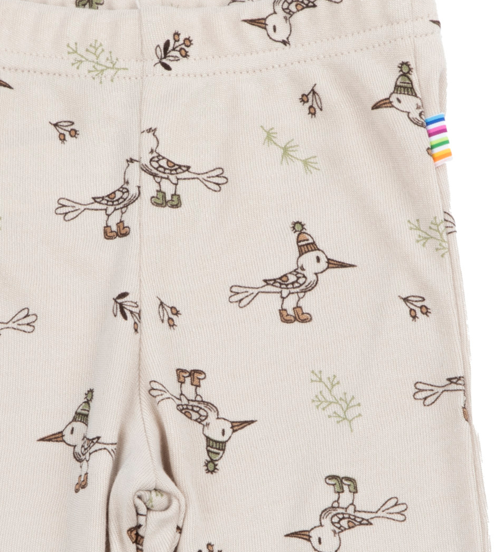 Joha Leggings - Bambus - Beige m. Fugle