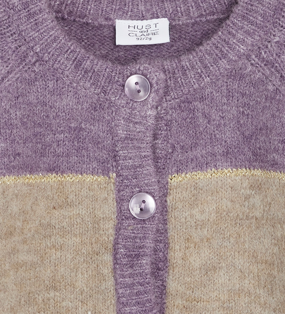 Hust and Claire Cardigan - Strik - Charlotte - Dark Plum m. Glim