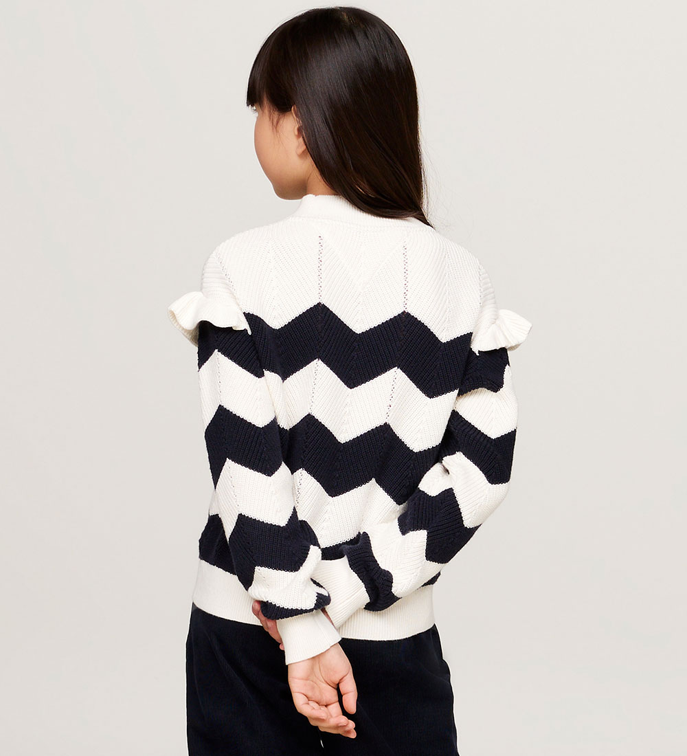 Tommy Hilfiger Bluse - Strik - Wavy Stripe - Ivory Petal Stripe