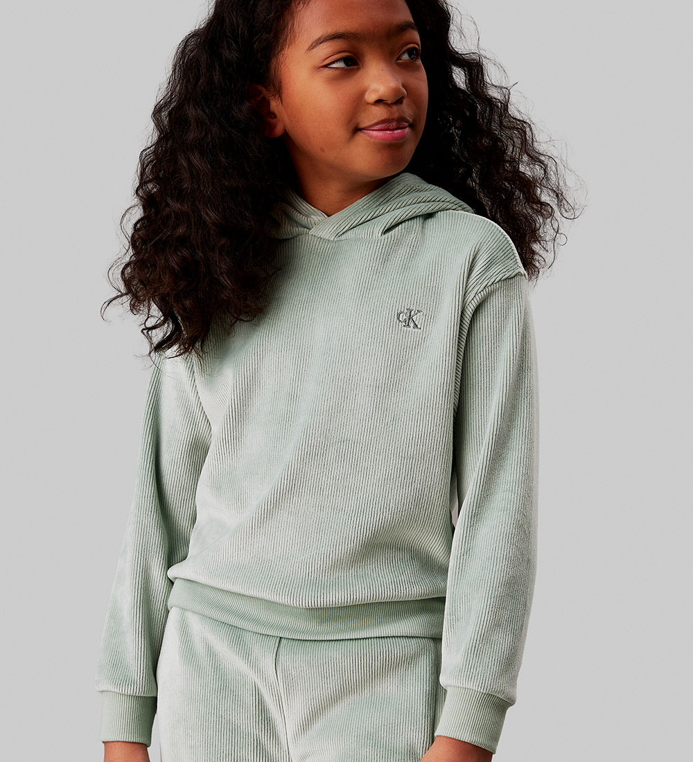 Calvin Klein Sæt - Bukser/Hættetrøje - Fløjlsvelour - Jadeite