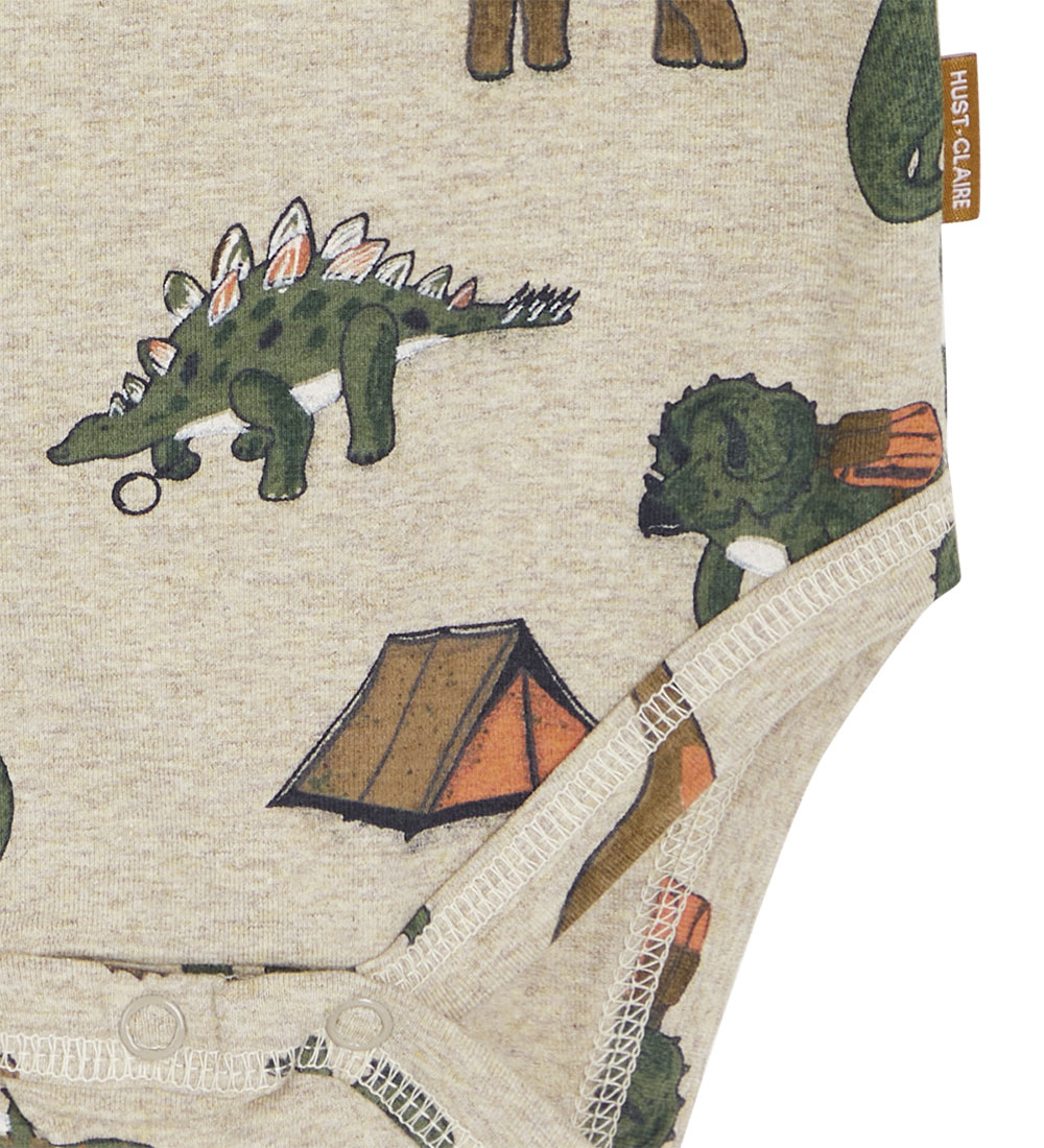 Hust and Claire Body l/æ - Buster - Beige Melange m. Dinosaurer
