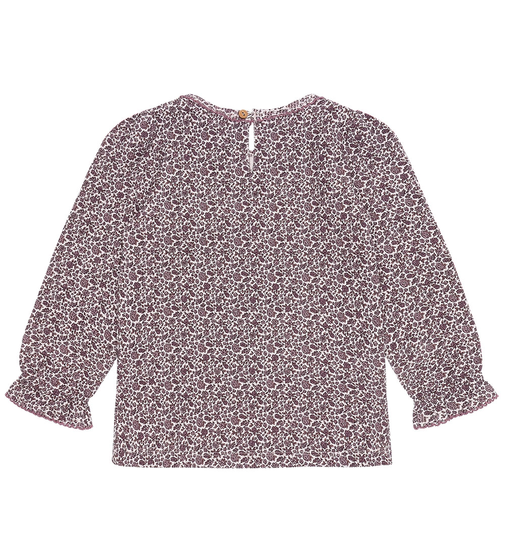 Hust and Claire Bluse - Vaflet - Ariella - Gray Lilac m. Blomste