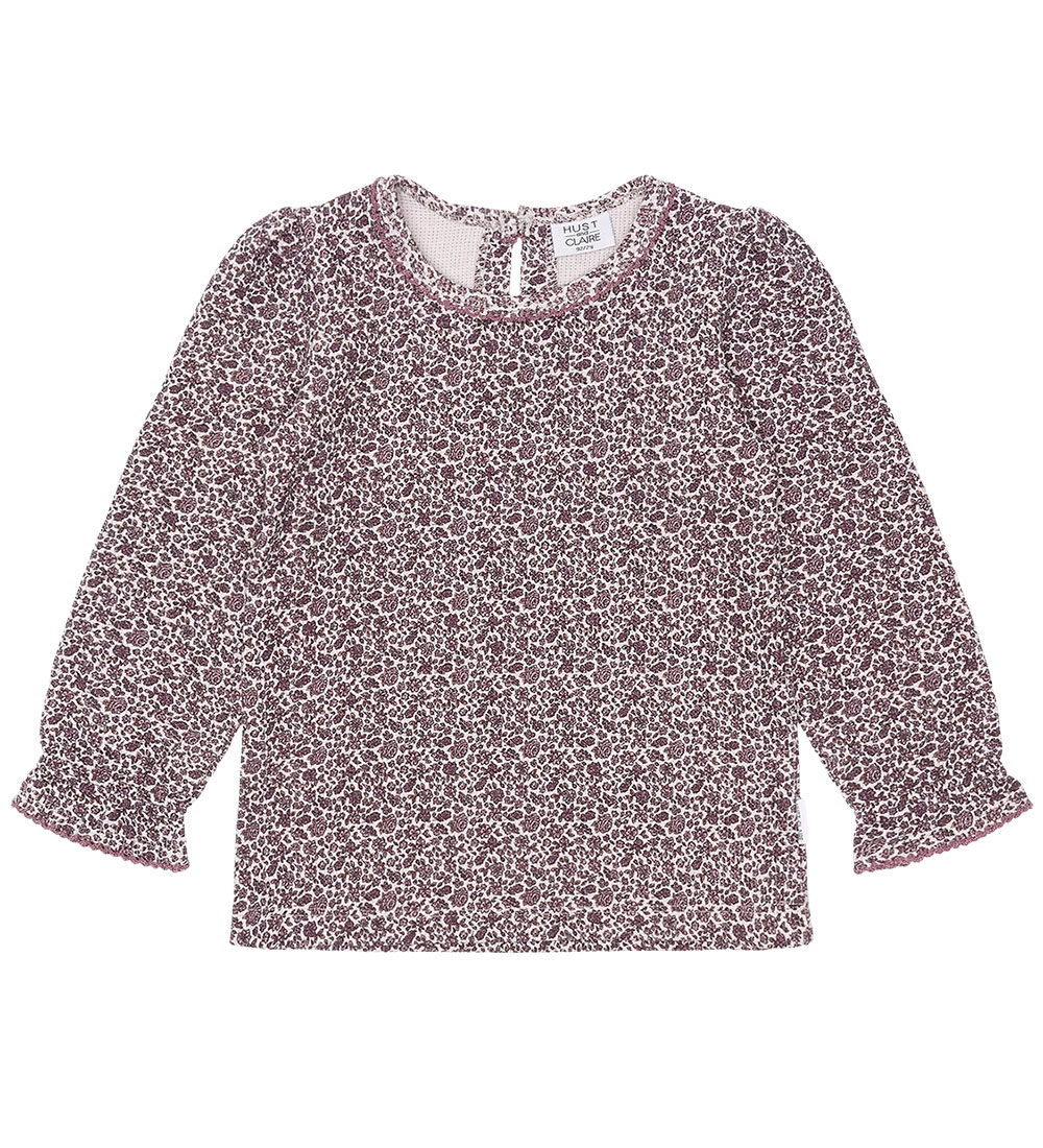 Hust and Claire Bluse - Vaflet - Ariella - Gray Lilac m. Blomste