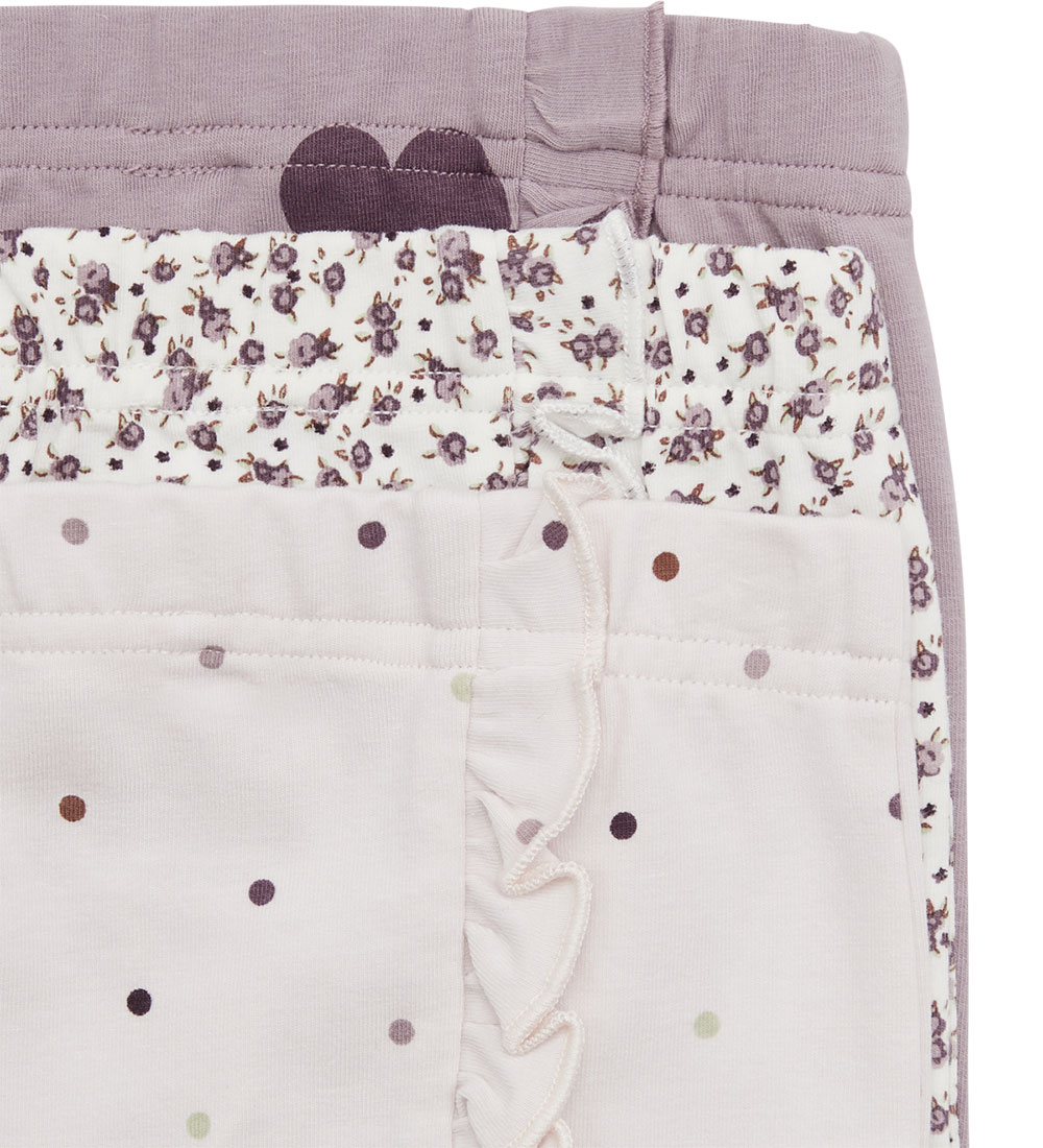 Hust and Claire Leggings - 3-pak - Liva - Purple Dove m. Flæser