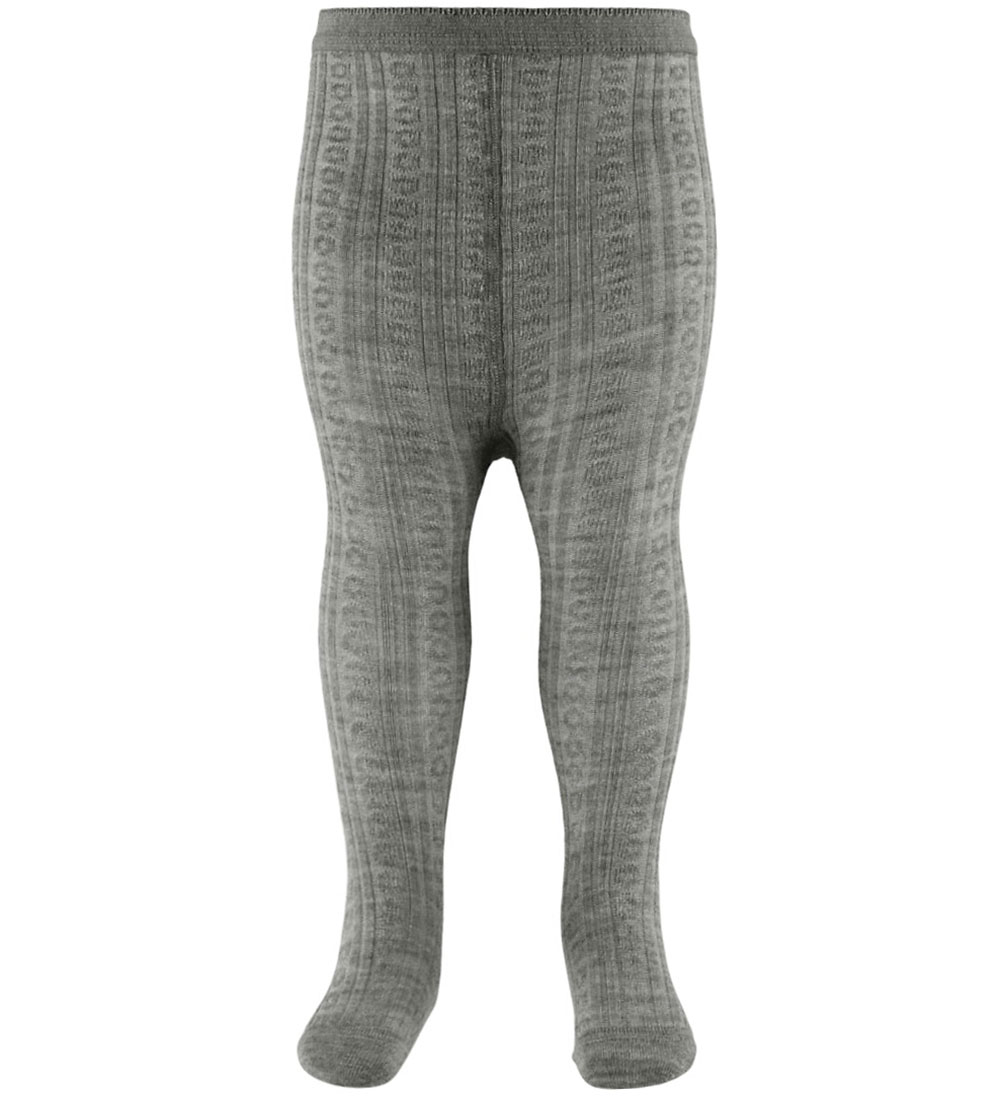 MP Strømpebukser - Uld - Rib - Juno - Grey Melange