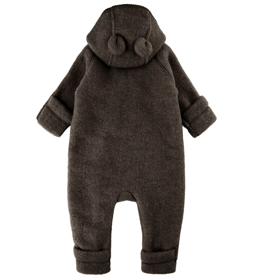 Mikk-Line Køredragt m. Hætte - Uld - Dark Brown Melange