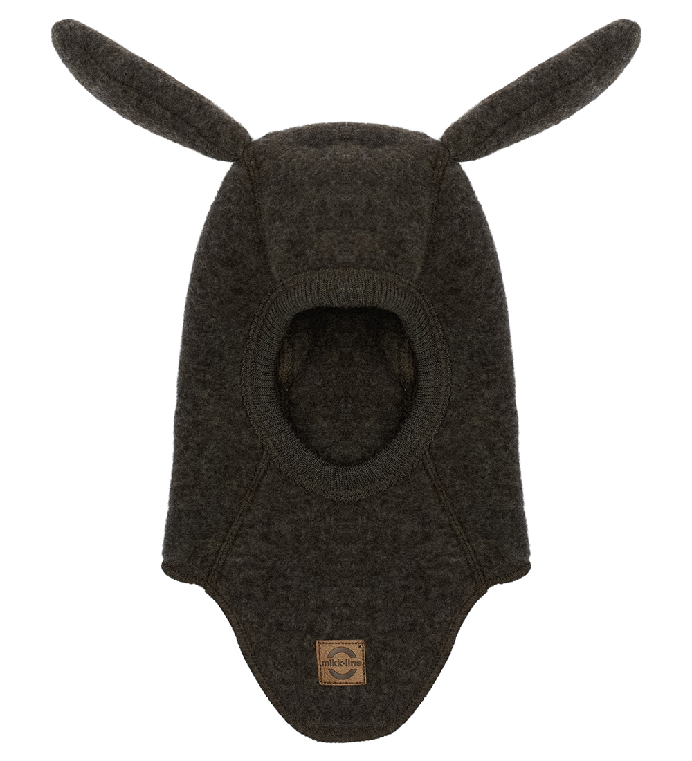 Mikk-Line Elefanthue m. Øre - Uld - 1-Lags - Dark Brown Melange