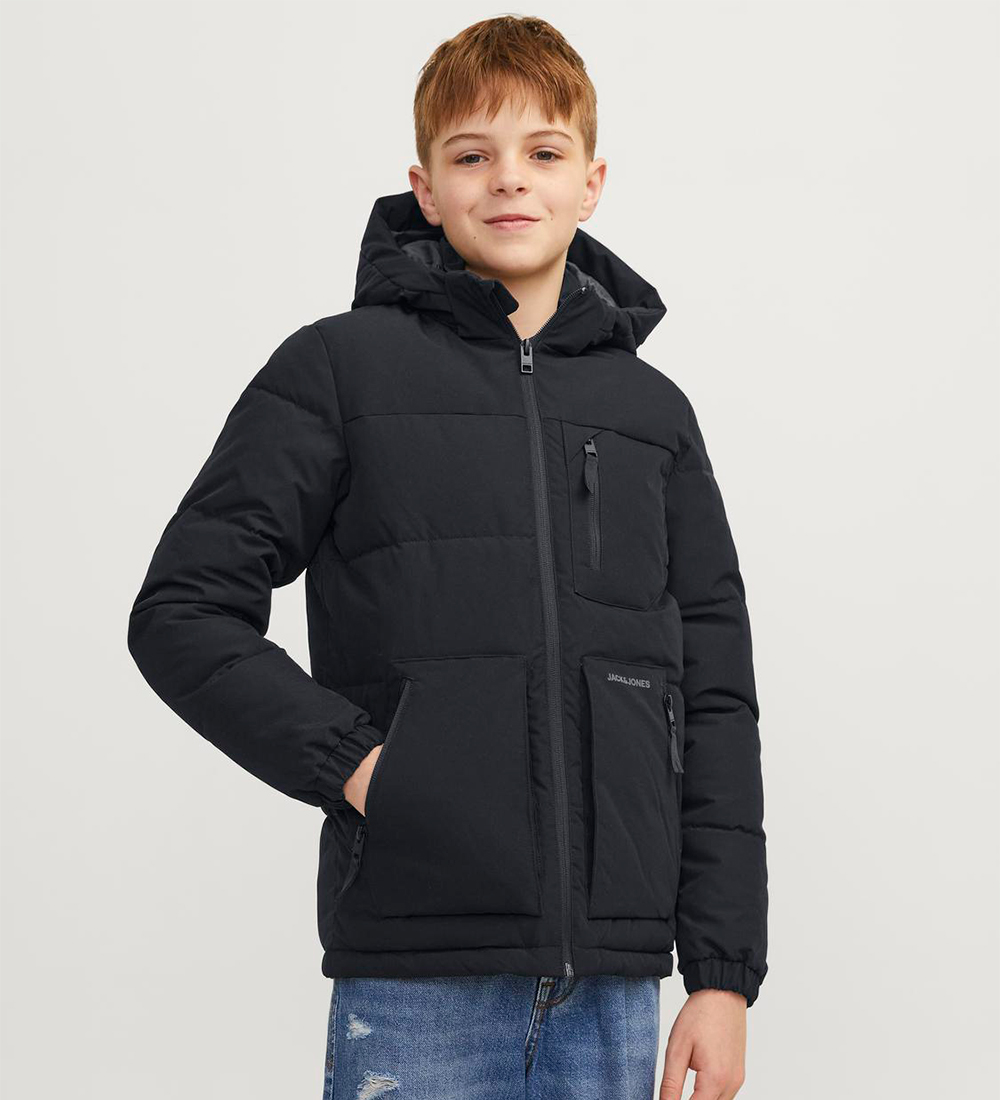 Jack & Jones Dynejakke - JJEOtto - Sort/Asphalt