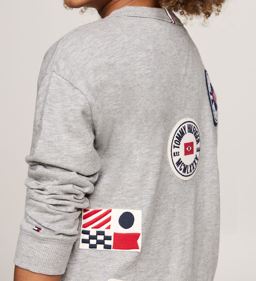 Tommy Hilfiger Bluse - Flags Patches - Light Grey Heather