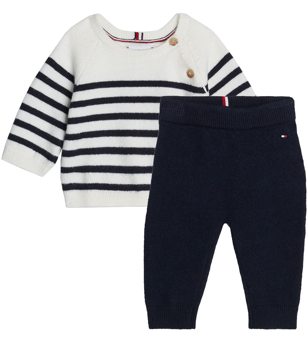Tommy Hilfiger Sæt - Bluse/Bukser - Strik -  Desert Sky/Stripe