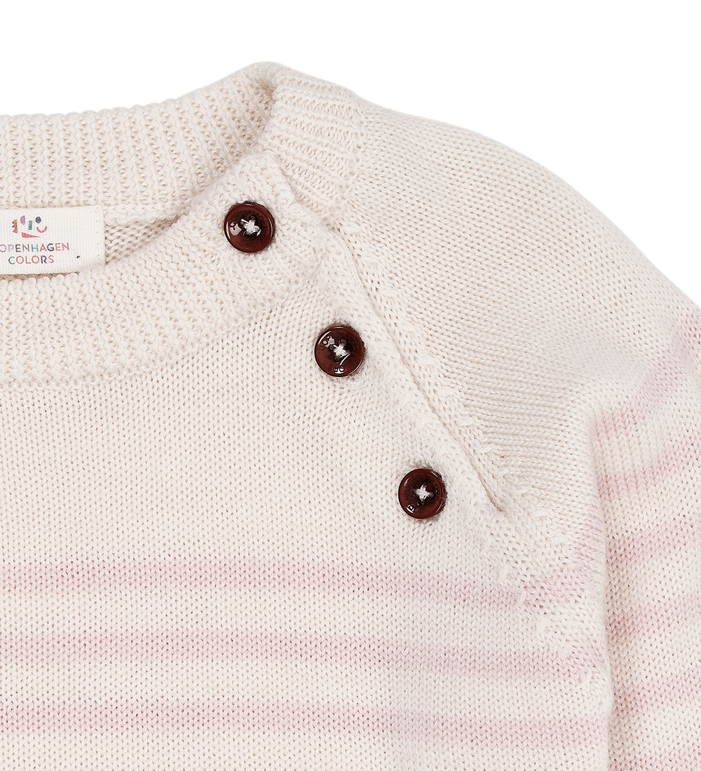 Copenhagen Colors Bluse - Uld - Strik - Cream/Dusty Rose Stripe