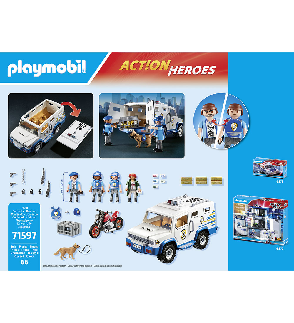 Playmobil Action Heroes - Politi-pengetransporter - 71597 - 66 D