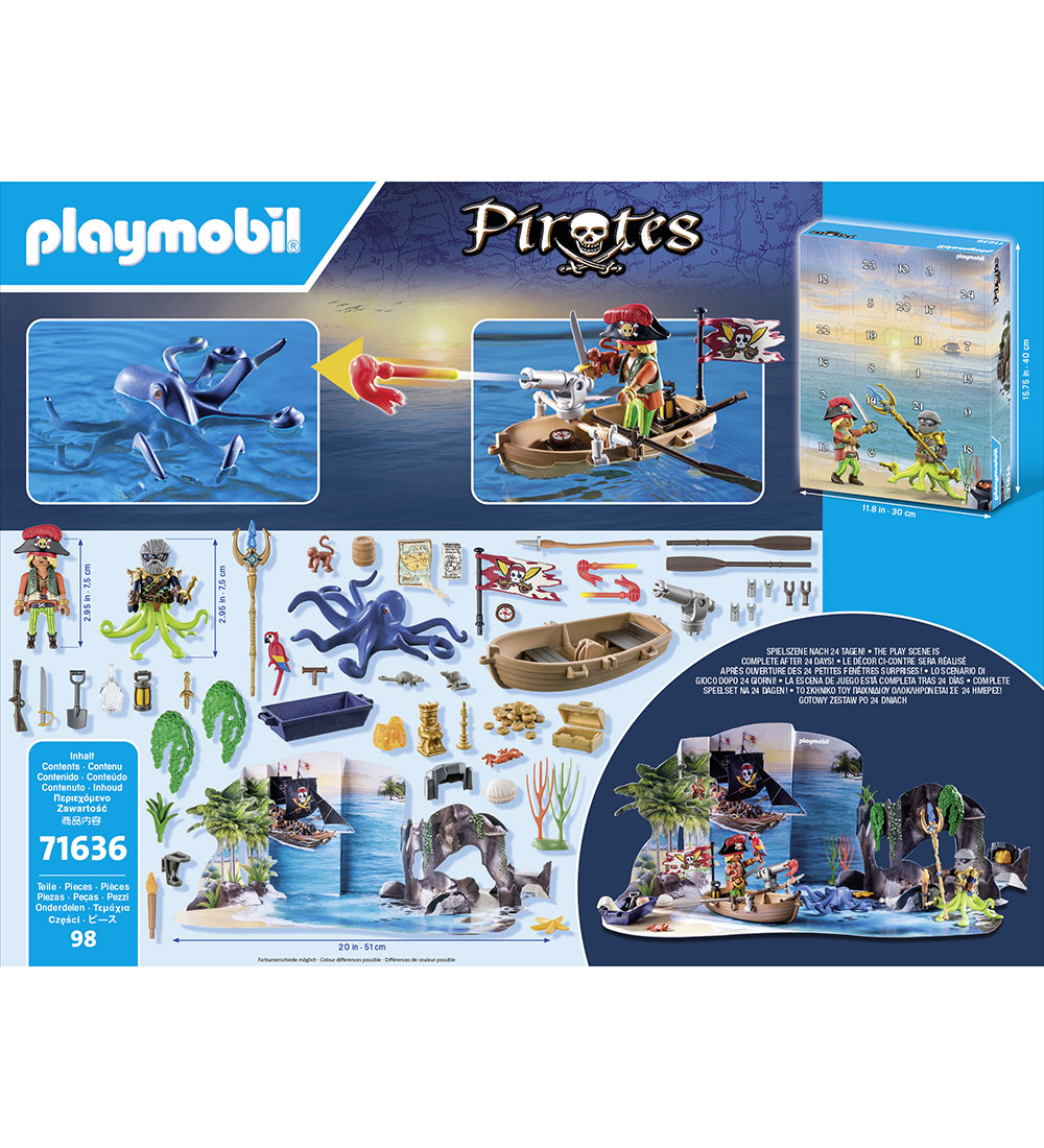 Playmobil Pirates - Julekalender - 24 Låger - 71636 - 98 Dele