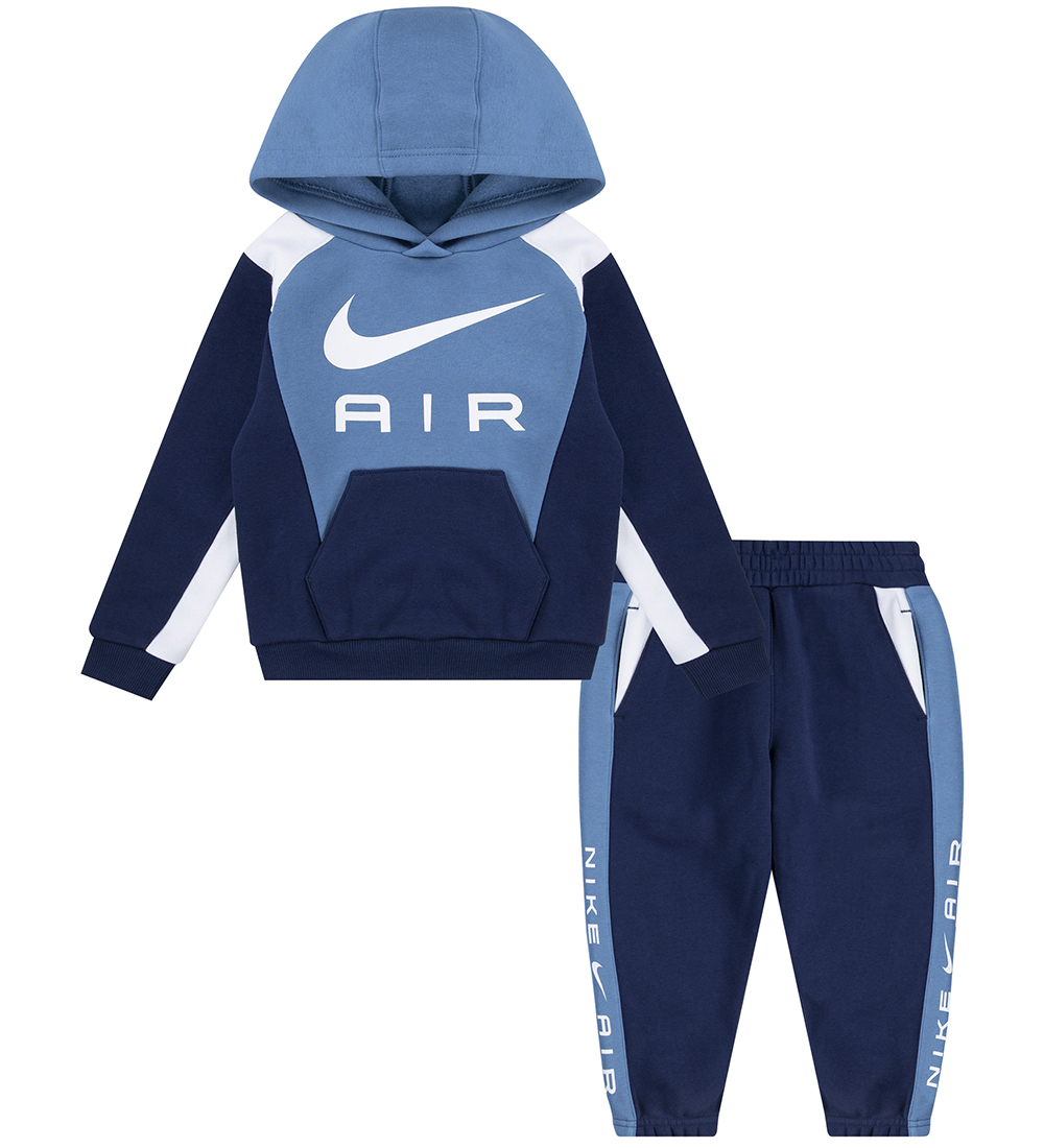 Nike Sweatsæt - Hættetrøje/Sweatpants - Air - Midnight Navy