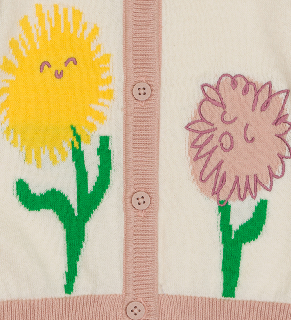 Stella McCartney Kids Cardigan - Strik - Hvid/Rosa m. Blomster