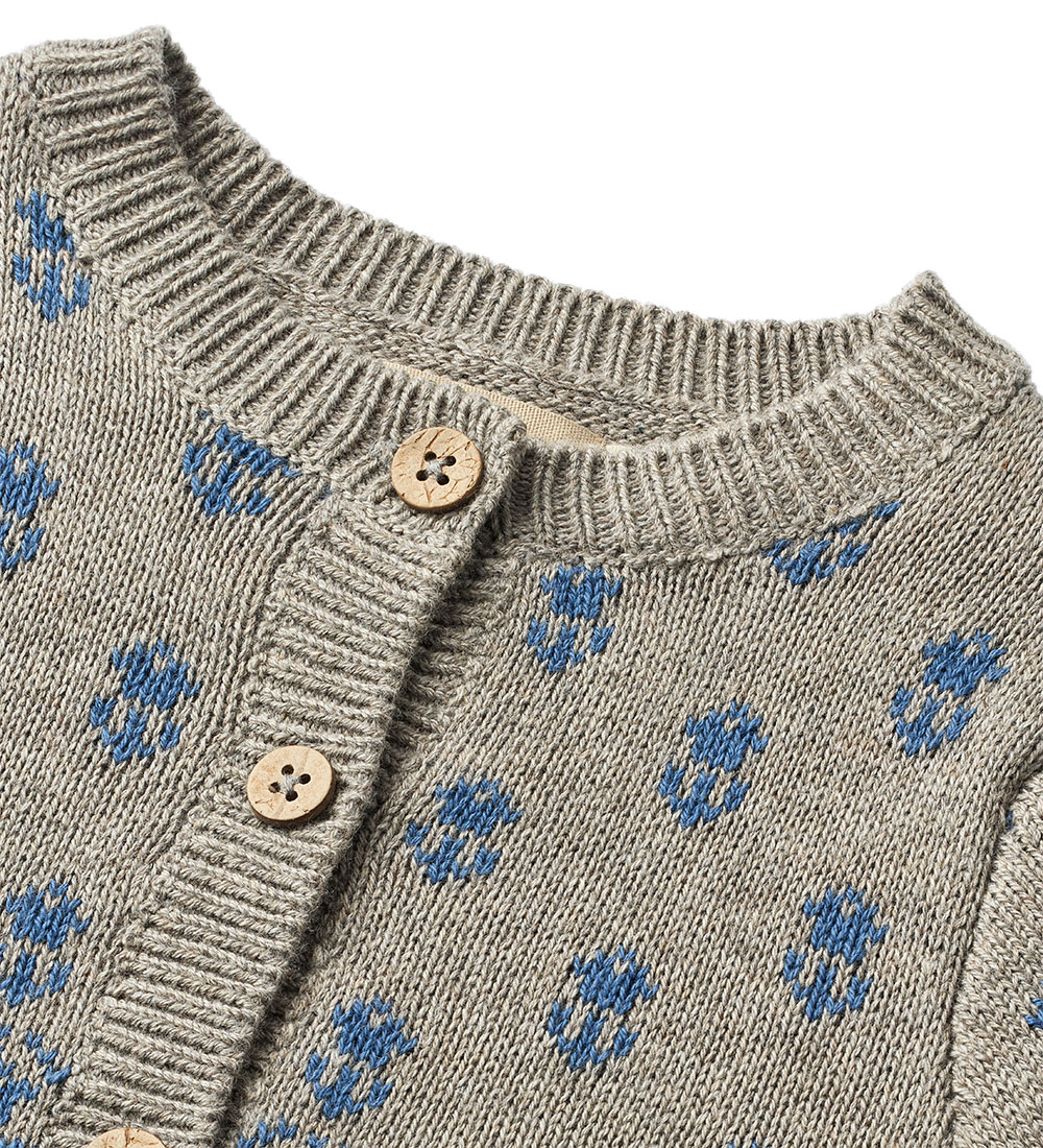 Wheat Cardigan - Strik - Jacquard - Warm Grey Melange