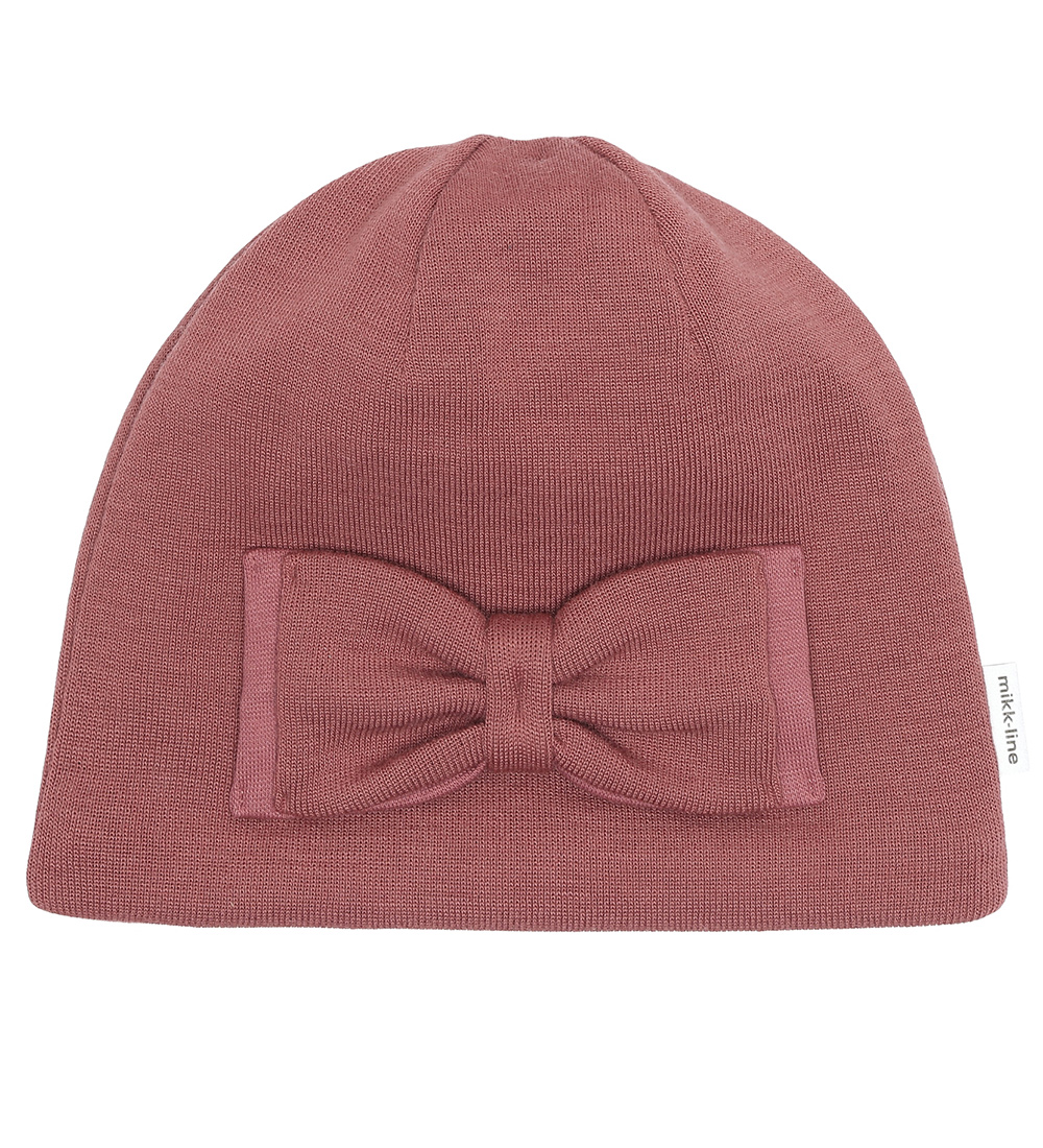 Mikk-Line Hue m. Sløjfe - Uld/Akryl - 2-lags - Rose Brown