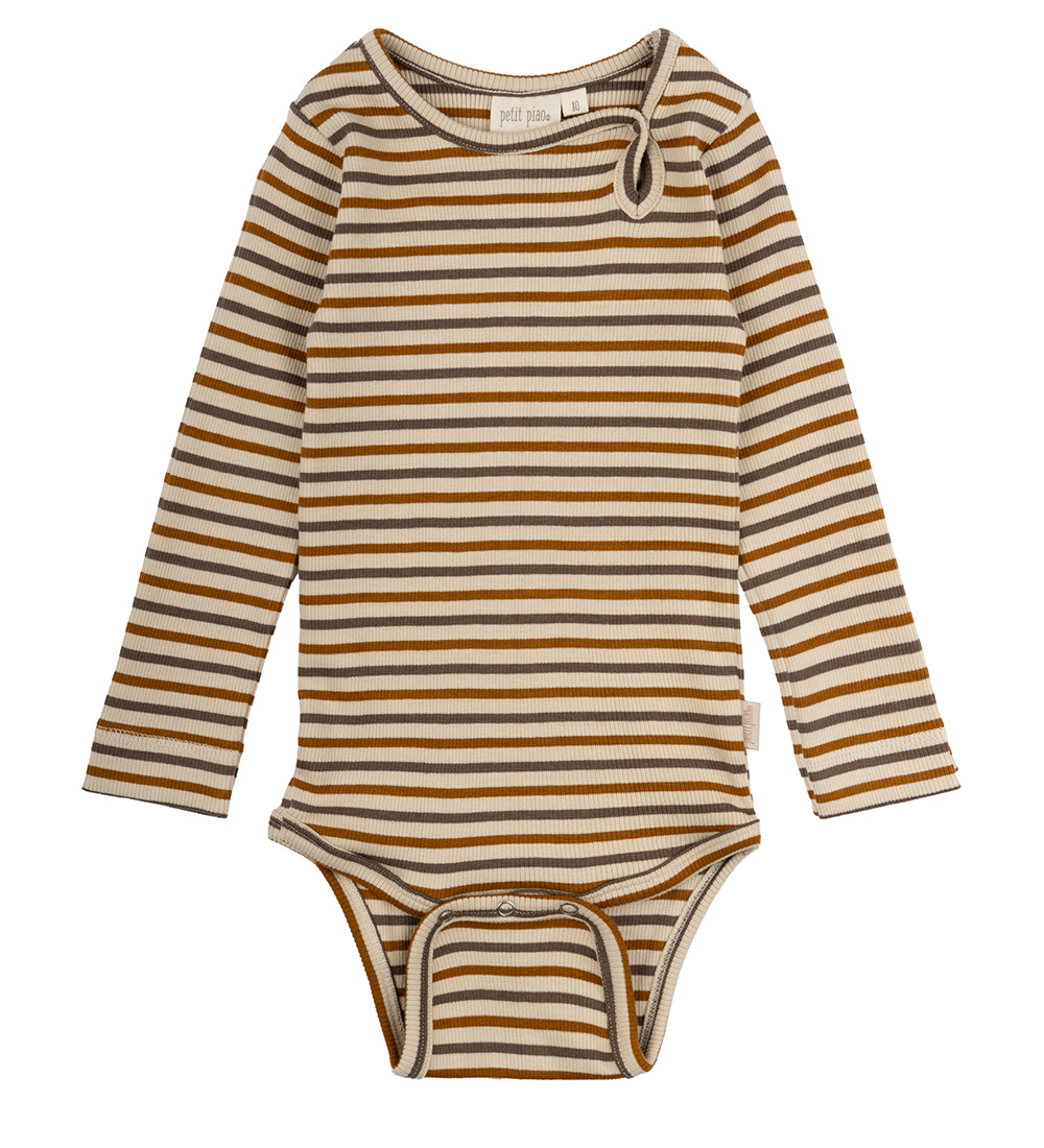 Petit Piao Body l/æ - Rib - Modal - Chocolate Brown/Golden Sun/D