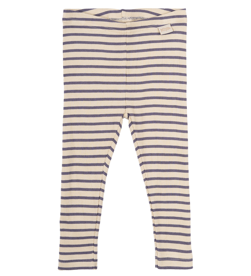 Petit Piao Leggings - Rib - Modal - Dusty Violet/Dark Off White