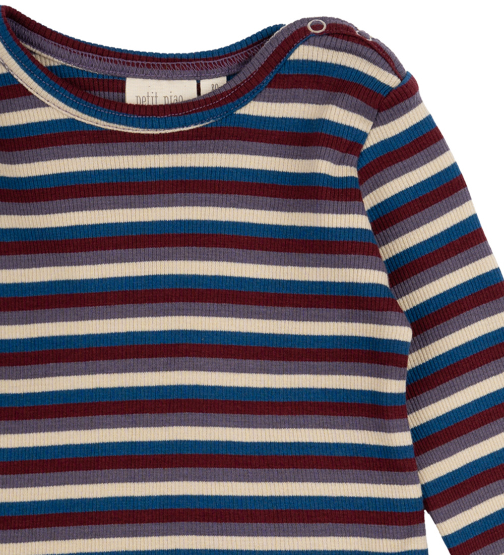 Petit Piao Bluse - Rib - Modal - Dark Cherry Multi Stripe
