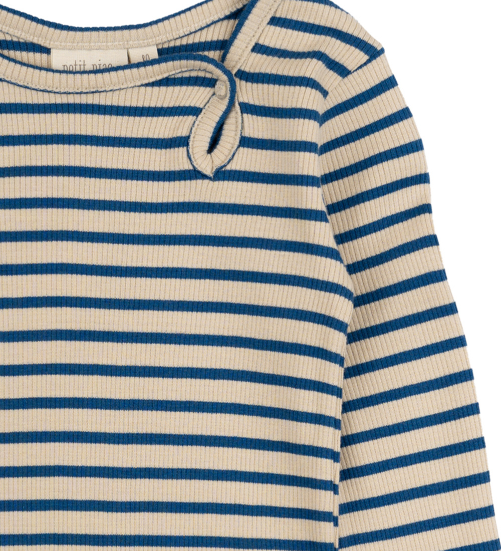 Petit Piao Body l/æ - Rib - Modal - Dark Cobalt/Dark Off White