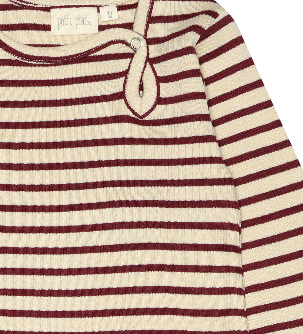 Petit Piao Body l/æ - Rib - Modal - Dark Cherry/Dark Off White