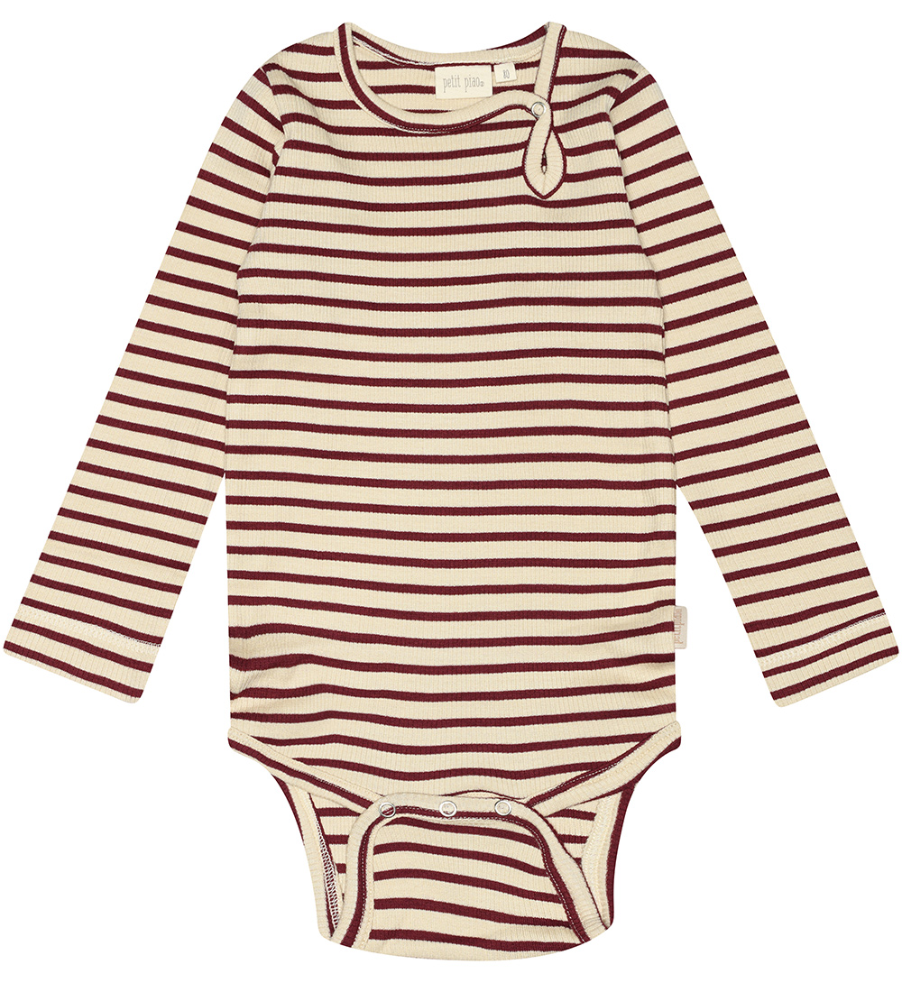 Petit Piao Body l/æ - Rib - Modal - Dark Cherry/Dark Off White
