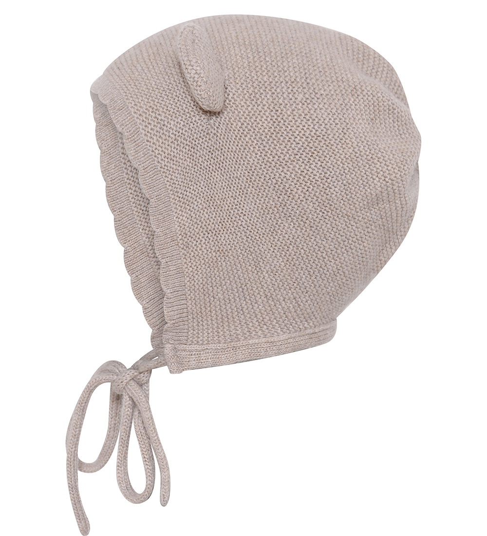 MP Babyhue m. Ører - Strik - Uld - Helsinki - Beige Melange
