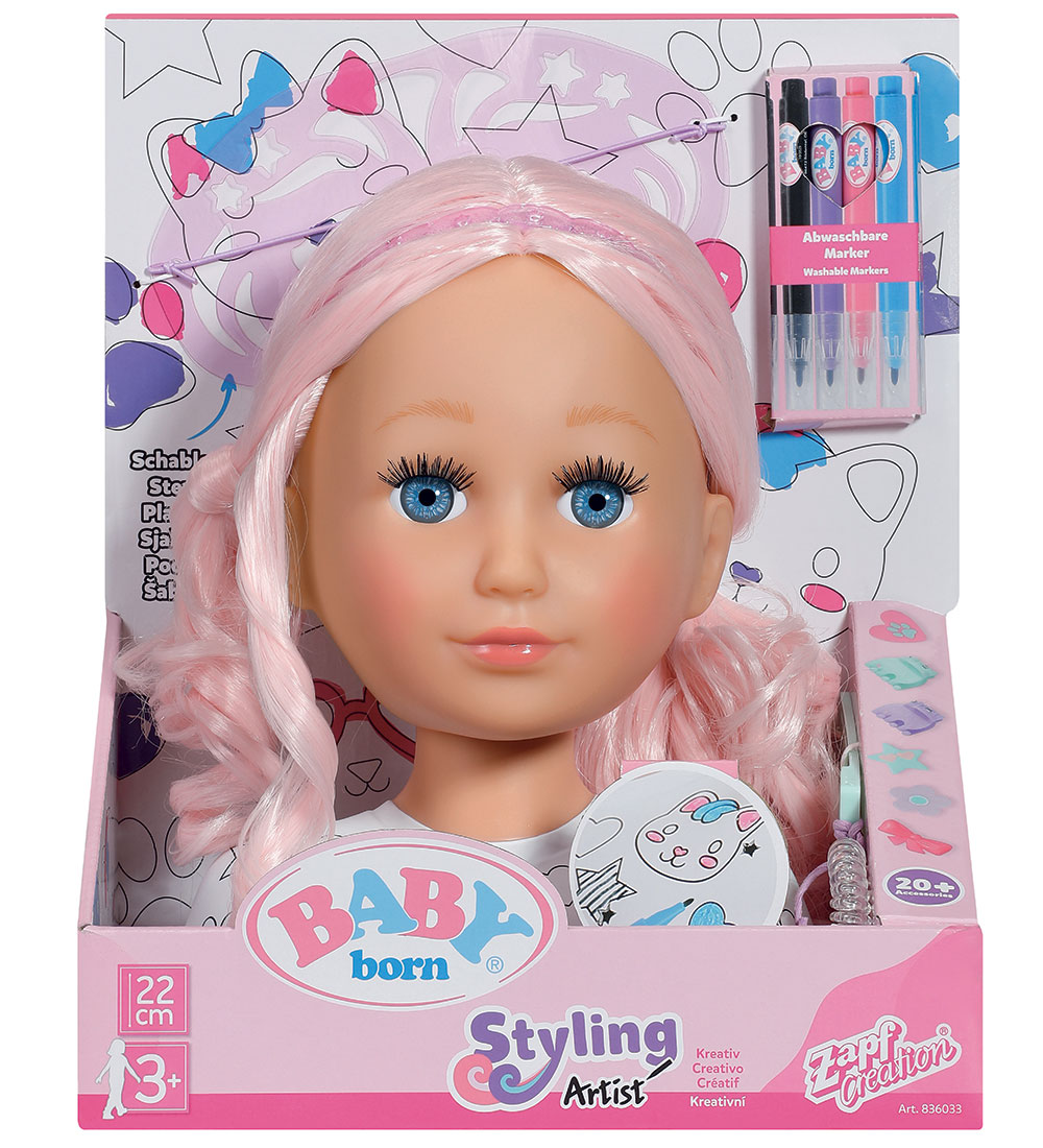 Baby Born Sminkehoved m. Tilbehør - Sister Styling Artist