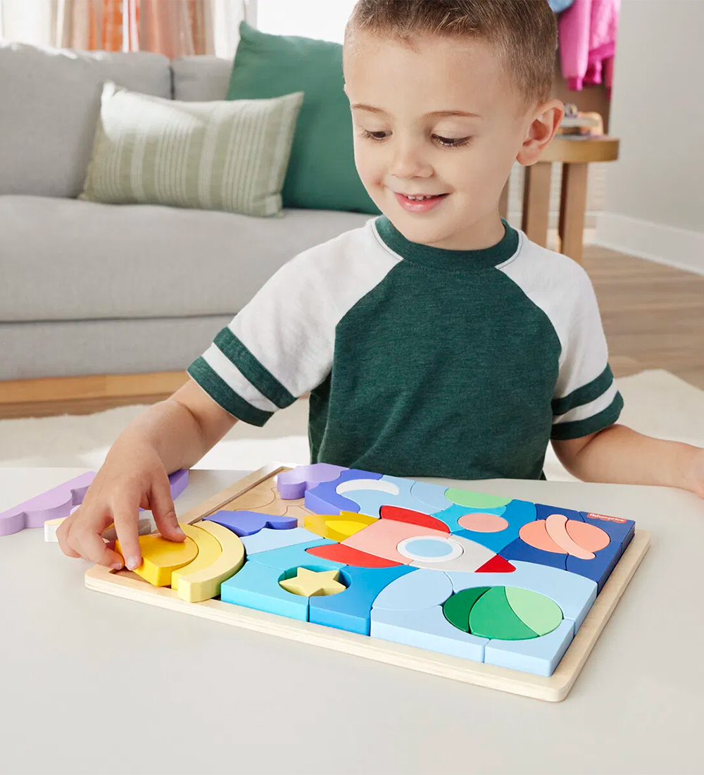 Fisher-Price Puslespil - 42 Brikker - Træ - Space