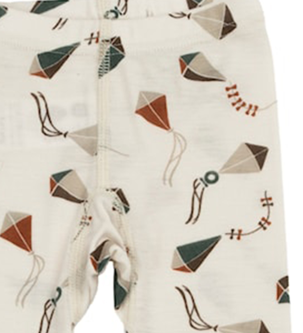 Katvig Leggings - Uld - Off White m. Drager