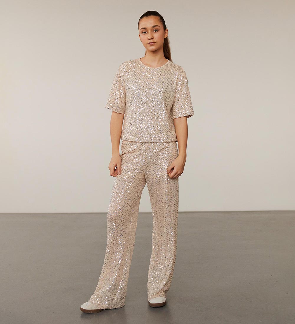 Sofie Schnoor T-shirt - Champagne/Palietter