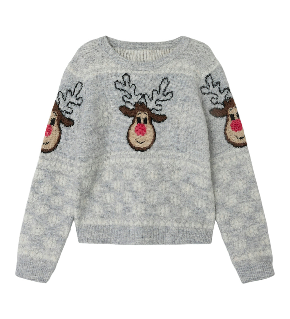Name It Bluse - Strik - NkfRihygge  - Light Grey Melange
