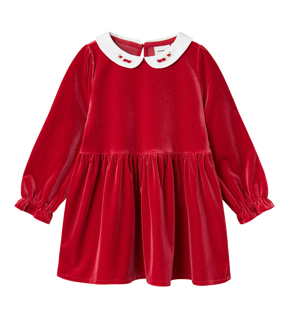 Name It Kjole - Velour -  NmfRinna - Jester Red