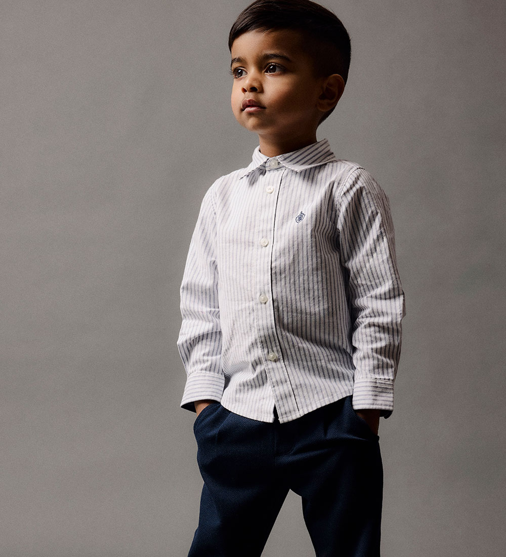 Name it Skjorte - NmmRekid - Bright White/ Thin Stripe - Flint S
