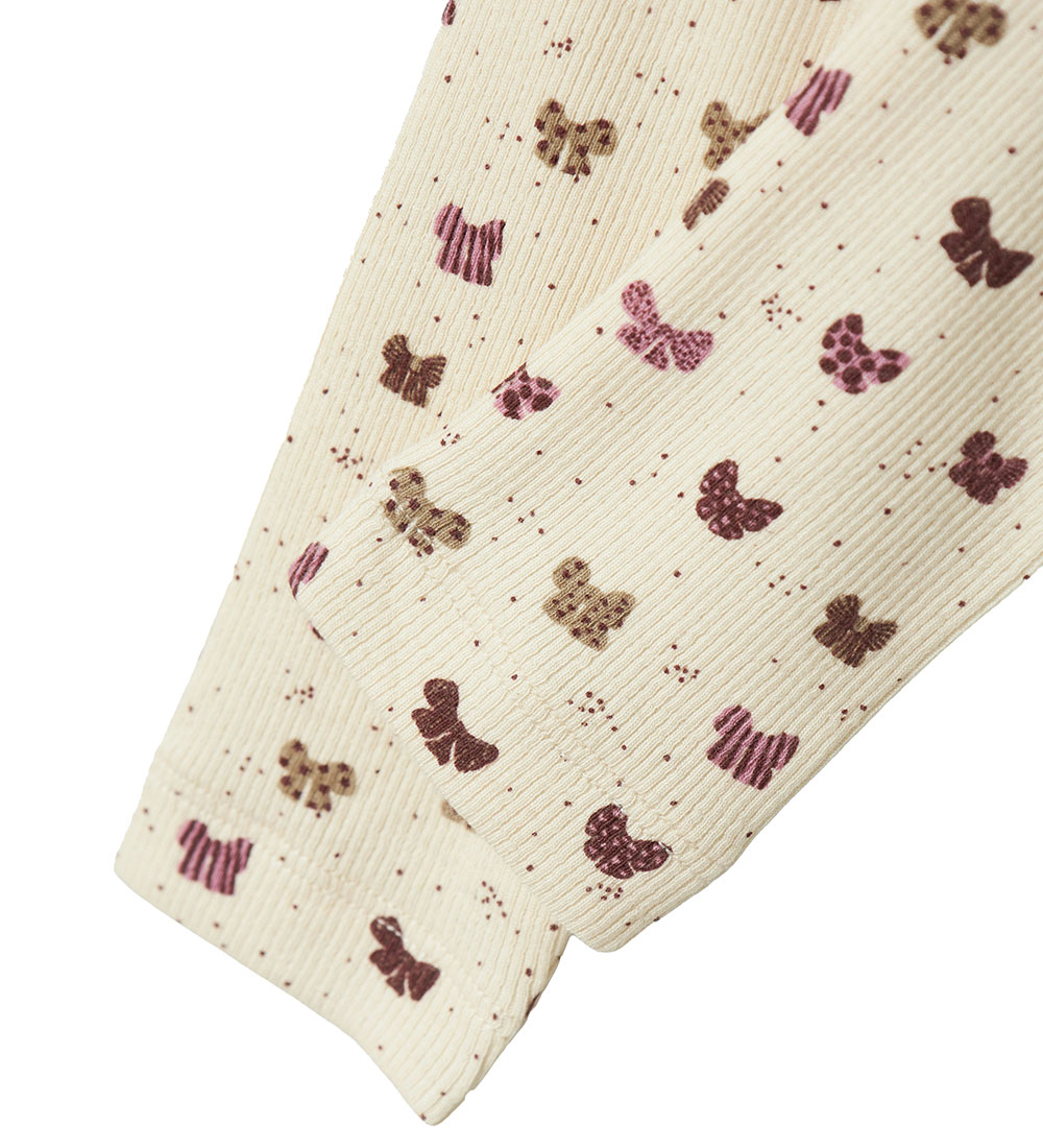 Name It Leggings - Rib - NbfRibow - Summer Sand m. Sløjfer