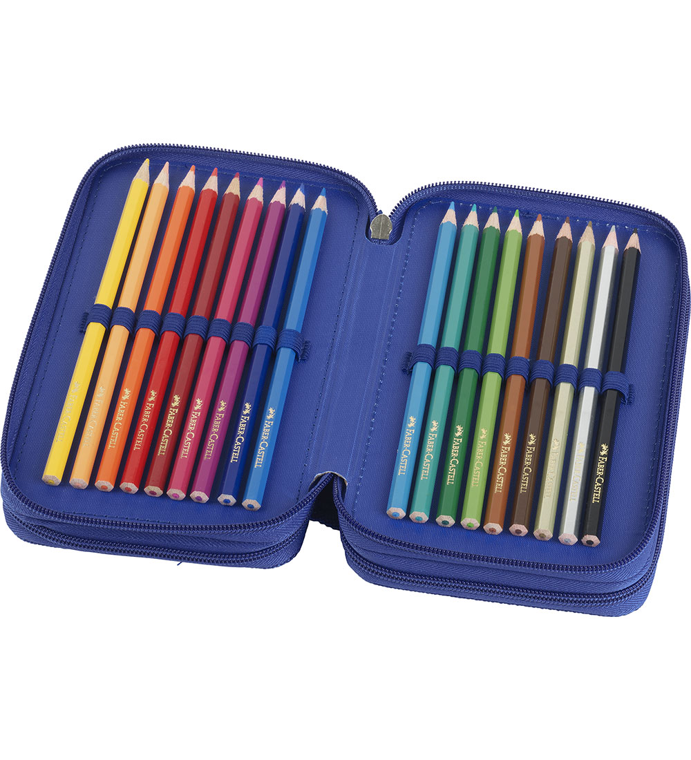 Faber-Castell Penalhus m. Indhold - Dinosaur - Blå