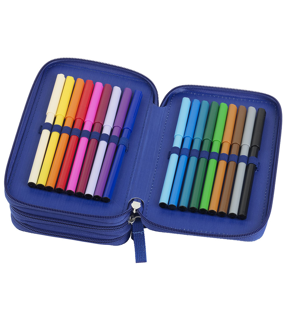 Faber-Castell Penalhus m. Indhold - Dinosaur - Blå