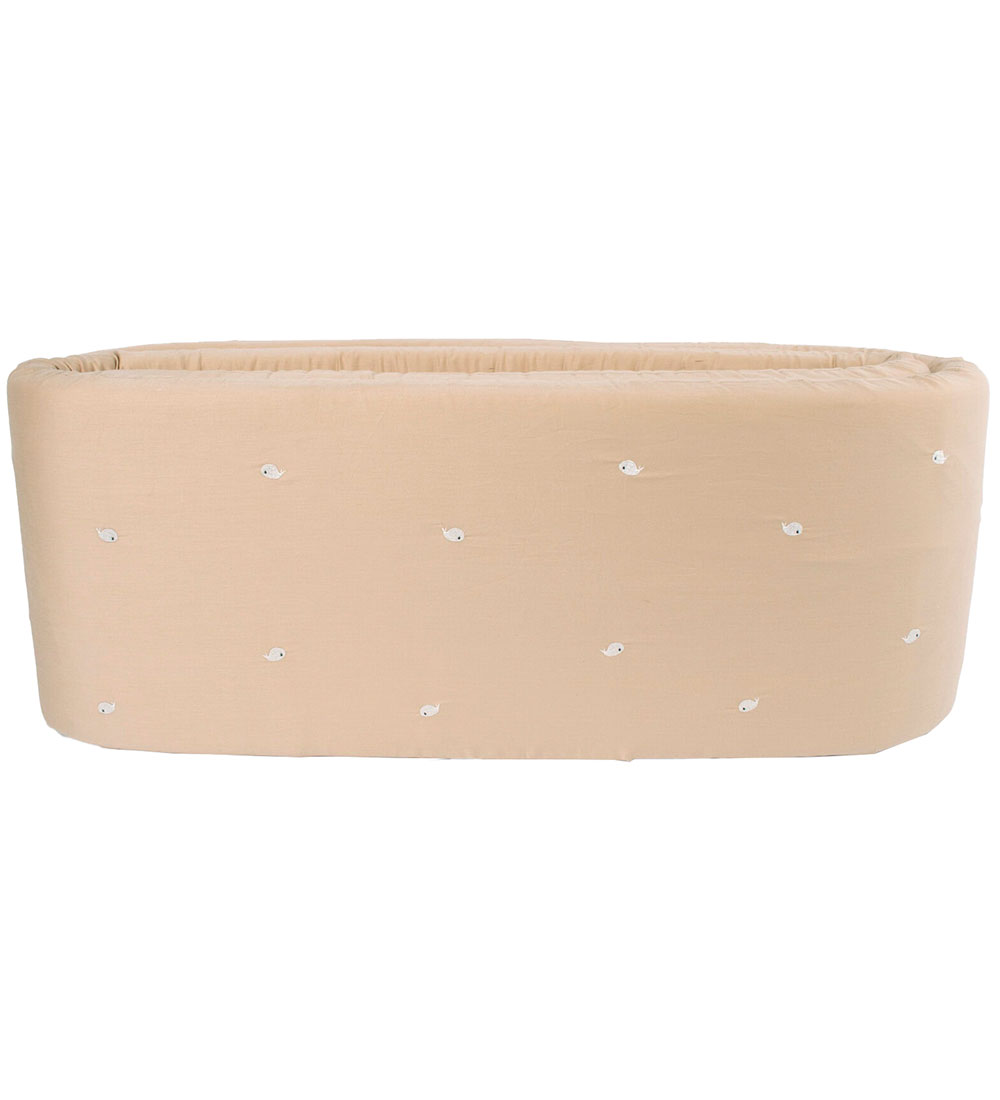 Filibabba Sengerand - 340x30 cm - Warm Grey/Broderet Hvalen Chri